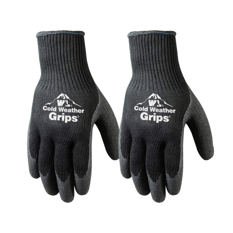 Wells Lamont Cold Weather Latex Grip Versatile Winter Work Gloves | Cut, Tear Resistant | 2-Pair Pack, X-Large (526XLN), Black - Image 1